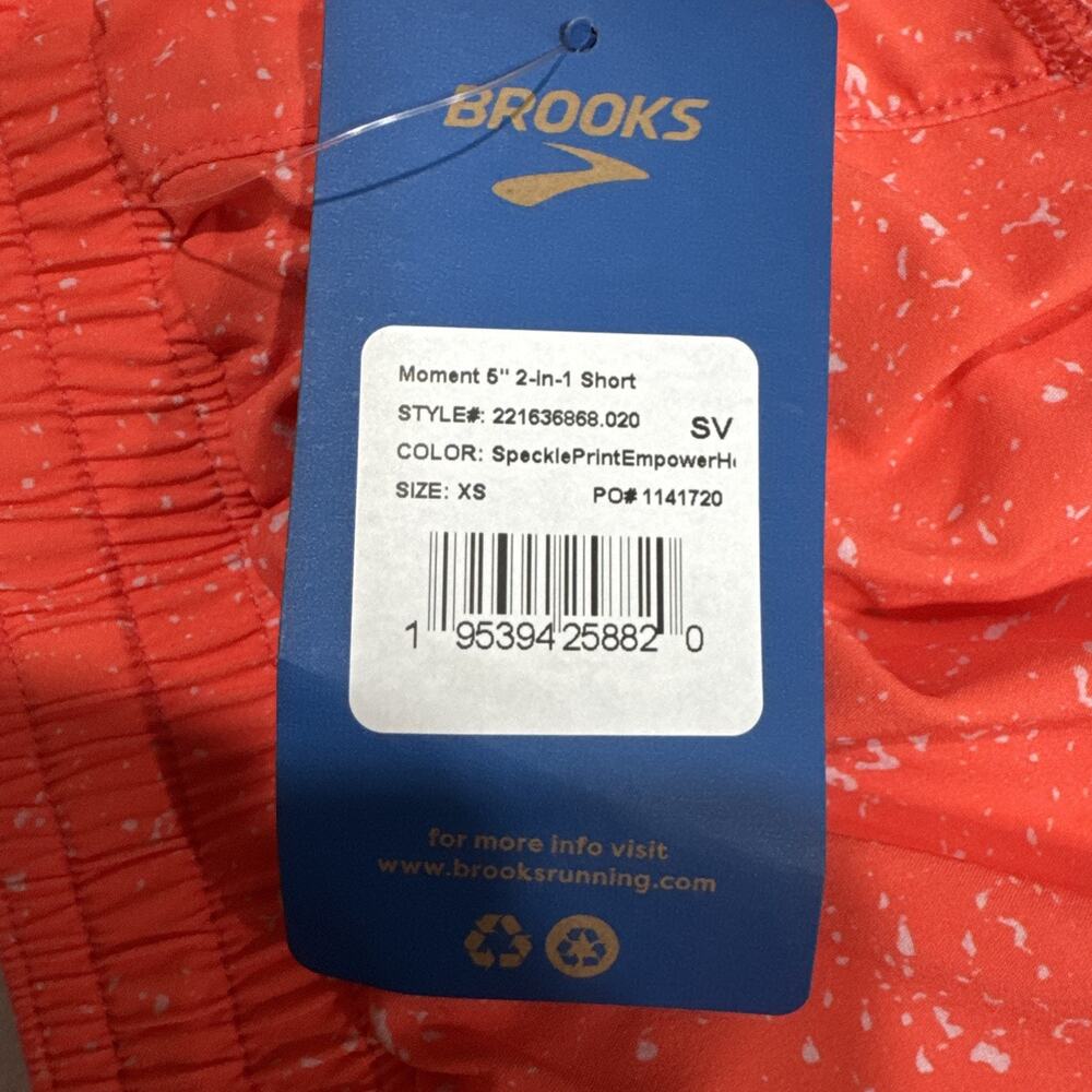 Brooks Women's Moment 5" Running Shorts 2 in 1 Athletic Orange Speckled Size XS - Picture 7 of 13
